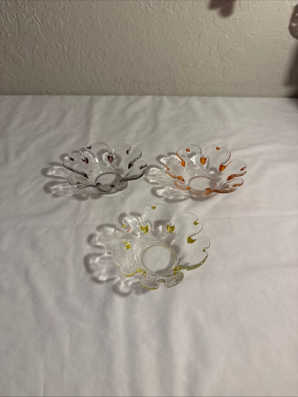 Vintage PartyLite Garden Whimsy Tealight Trio - 3 Pc Glass Flower Candle Holder